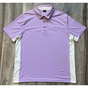 Short Par 4 Mens Polo Purple White Size Large Performance Stretch Golf